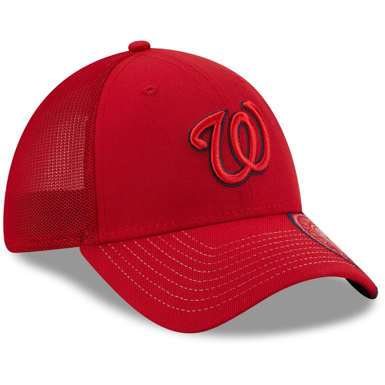 Men's Washington Nationals New Era Red Pop Visor Mesh Back 39THIRTY Flex Hat 3 Men's Washington Nationals New Era Red Pop Visor Mesh Back 39THIRTY Flex Hat - Image 3