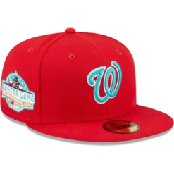 Men's Washington Nationals New Era Scarlet 2018 All-Star Game Teal Undervisor 59FIFTY Fitted Hat