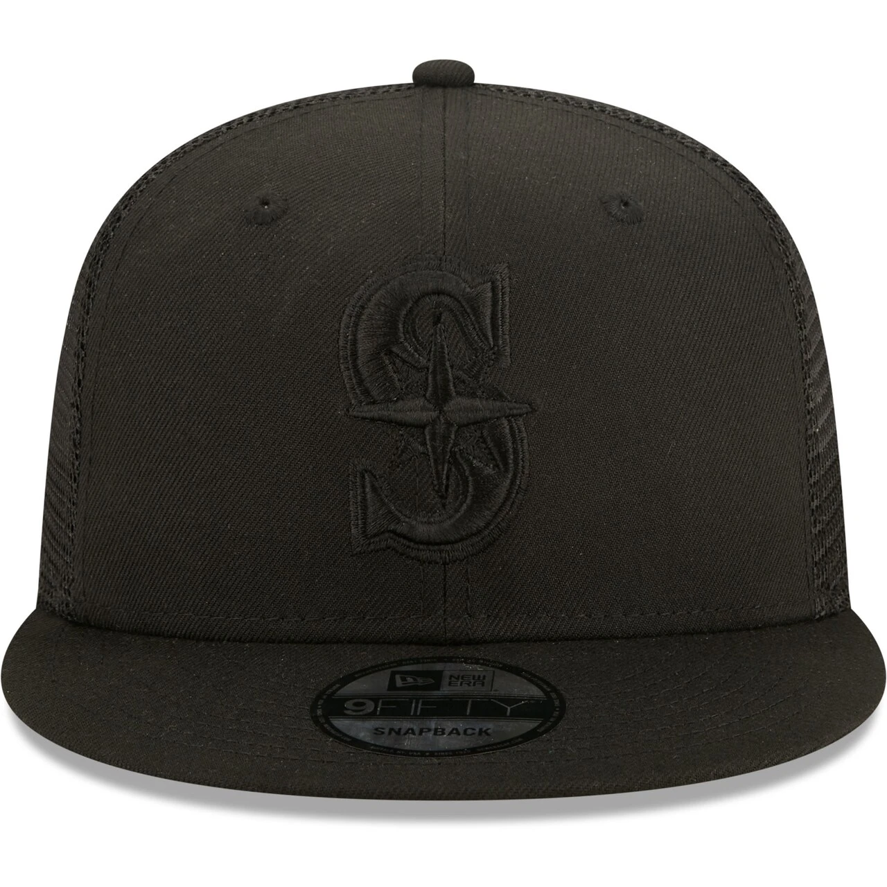 Men's Seattle Mariners New Era Blackout Trucker 9FIFTY Snapback Hat 2 Men's Seattle Mariners New Era Blackout Trucker 9FIFTY Snapback Hat - Image 2