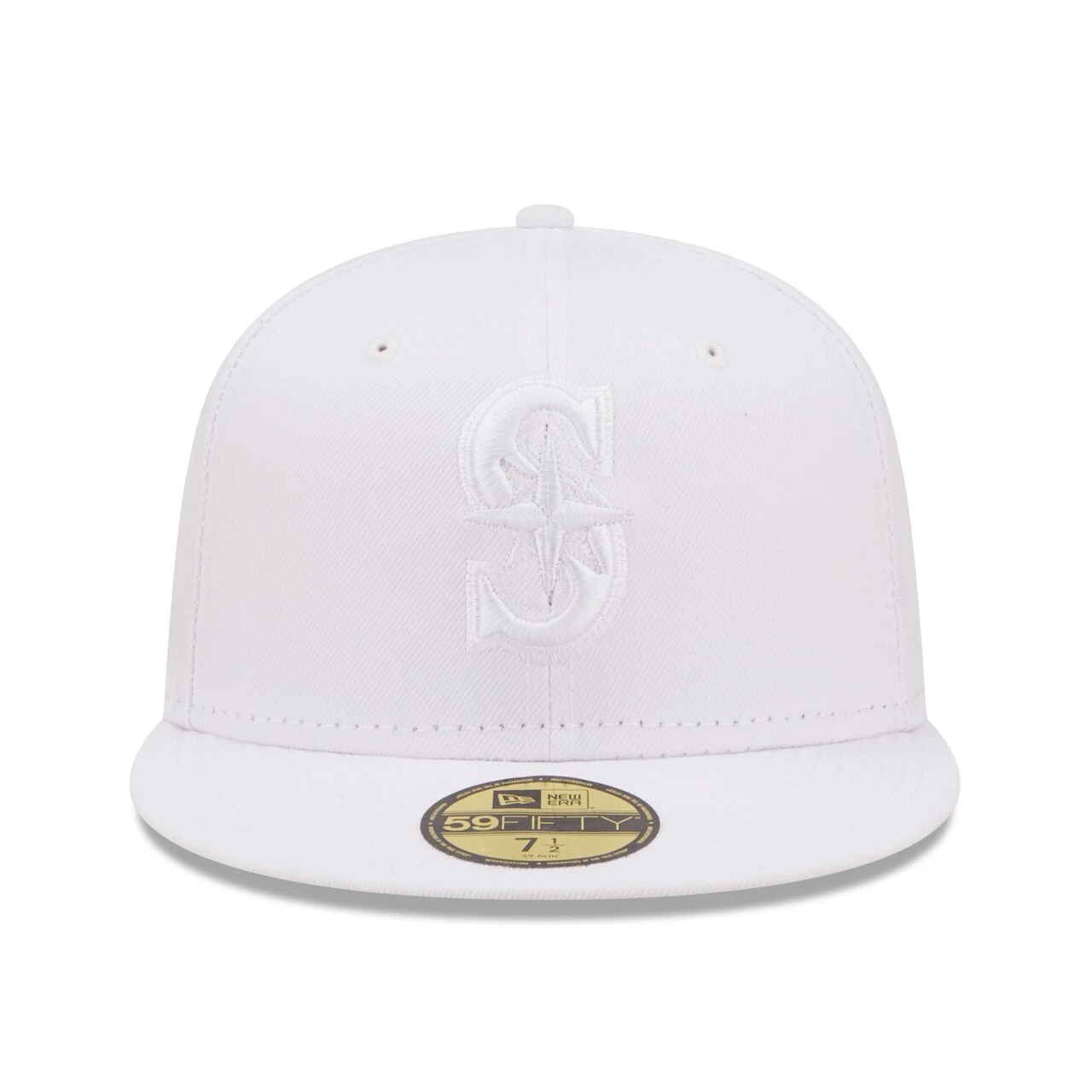 Men's Seattle Mariners New Era White On White 59FIFTY Fitted Hat 2 Men's Seattle Mariners New Era White On White 59FIFTY Fitted Hat - Image 2