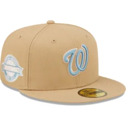 Men's Washington Nationals New Era Tan 10th Anniversary Sky Blue Undervisor 59FIFTY Fitted Hat
