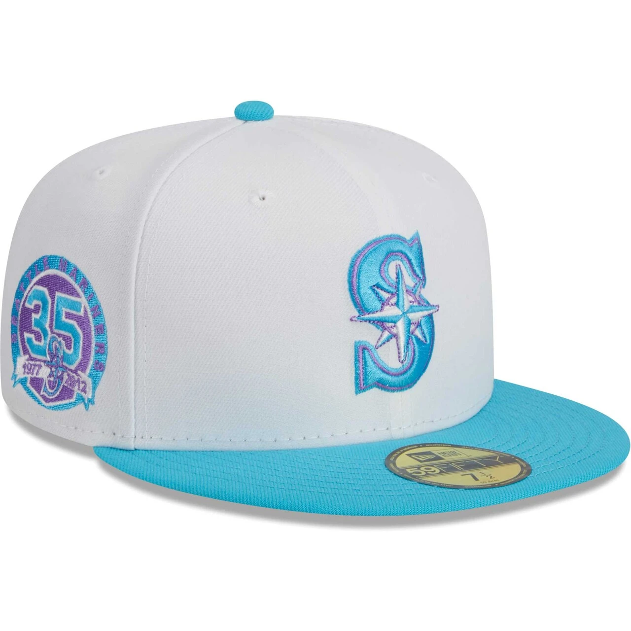 Men's Seattle Mariners New Era White Vice 59FIFTY Fitted Hat 1 Men's Seattle Mariners New Era White Vice 59FIFTY Fitted Hat