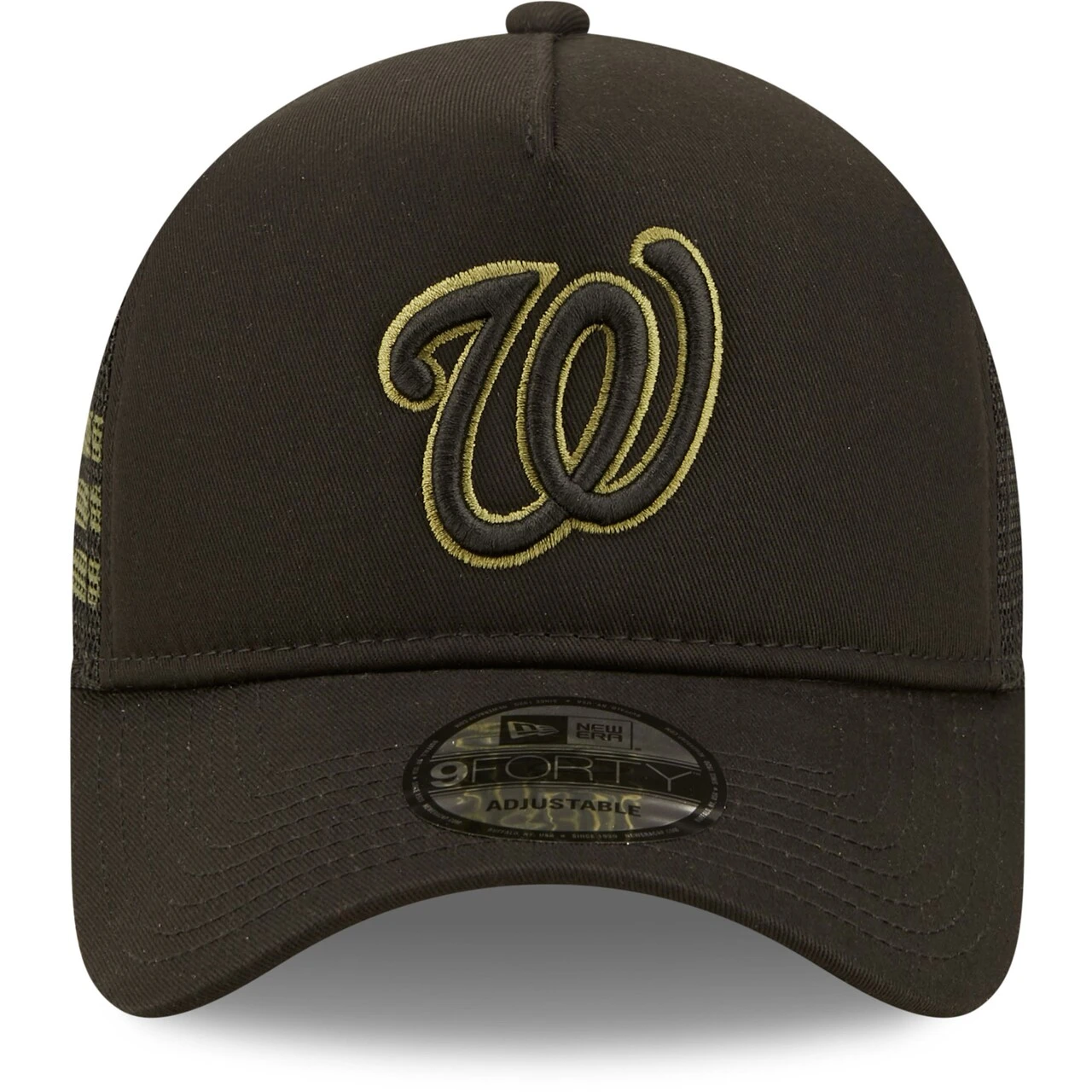 Men's Washington Nationals New Era X Alpha Industries Black A-Frame 9FORTY Trucker Snapback Hat 2 Men's Washington Nationals New Era X Alpha Industries Black A-Frame 9FORTY Trucker Snapback Hat - Image 2