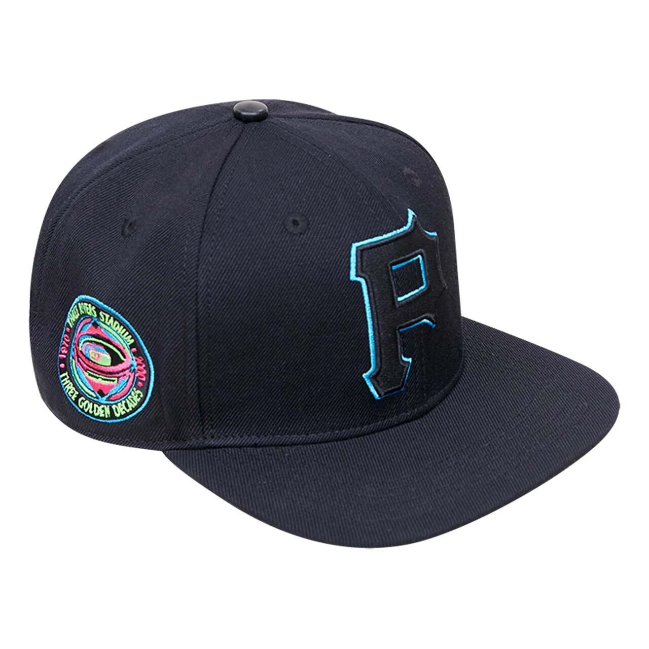 Men's Pittsburgh Pirates Pro Standard Black Cooperstown Collection Neon Prism Snapback Hat 1 Men's Pittsburgh Pirates Pro Standard Black Cooperstown Collection Neon Prism Snapback Hat