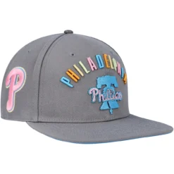 Men's Philadelphia Phillies Pro Standard Gray Washed Neon Snapback Hat