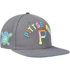 Men's Pittsburgh Pirates Pro Standard Gray Washed Neon Snapback Hat