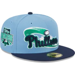 Men's Philadelphia Phillies New Era Light Blue/Navy Green Undervisor 59FIFTY Fitted Hat