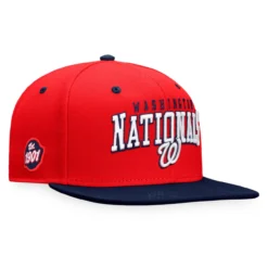 Men's Washington Nationals Fanatics Branded Red/Navy Iconic Lock Up Snapback Hat