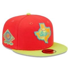 Men's Texas Rangers New Era Red/Neon Green Arlington Stadium Lava Highlighter Combo 59FIFTY Fitted Hat