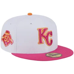 Men's Kansas City Royals New Era White/Pink 50th Team Anniversary 59FIFTY Fitted Hat