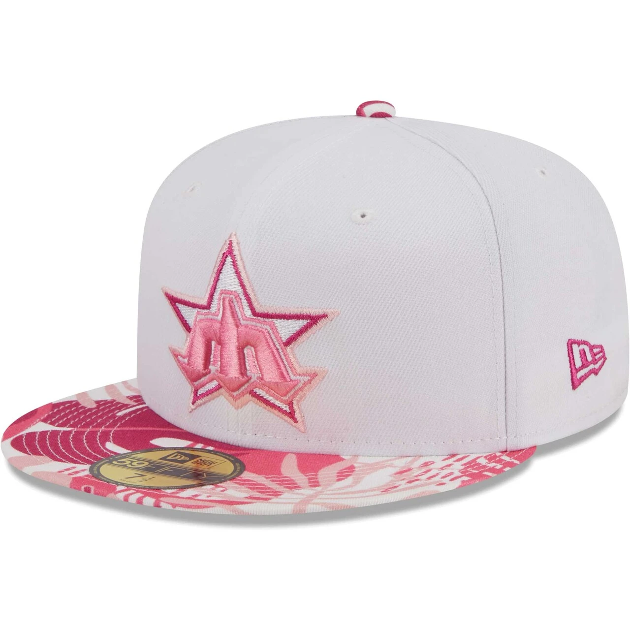 Men's Seattle Mariners New Era White/Pink Flamingo 59FIFTY Fitted Hat 1 Men's Seattle Mariners New Era White/Pink Flamingo 59FIFTY Fitted Hat