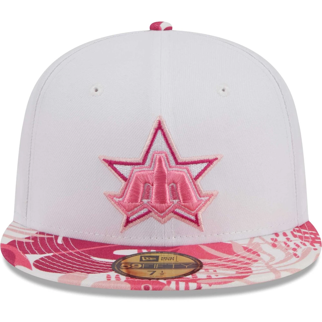 Men's Seattle Mariners New Era White/Pink Flamingo 59FIFTY Fitted Hat 2 Men's Seattle Mariners New Era White/Pink Flamingo 59FIFTY Fitted Hat - Image 2