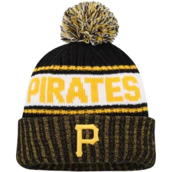 Preschool Pittsburgh Pirates New Era Black Marl Cuffed Knit Hat With Pom
