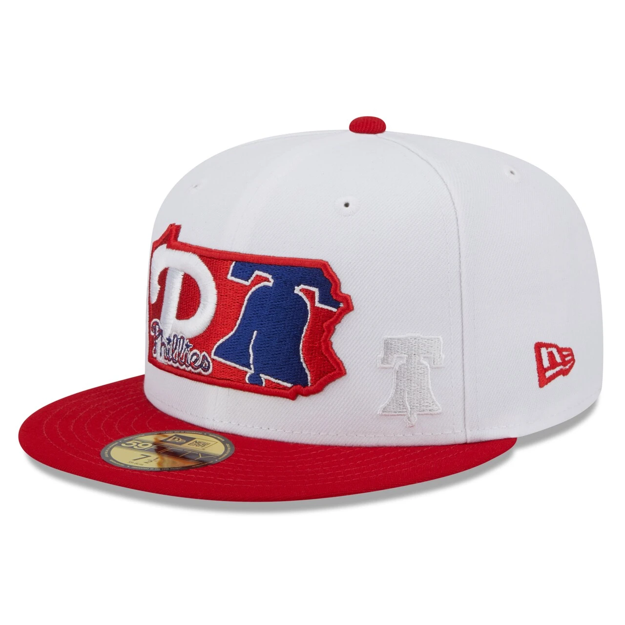 Men's Philadelphia Phillies New Era White/Red State 59FIFTY Fitted Hat 1 Men's Philadelphia Phillies New Era White/Red State 59FIFTY Fitted Hat