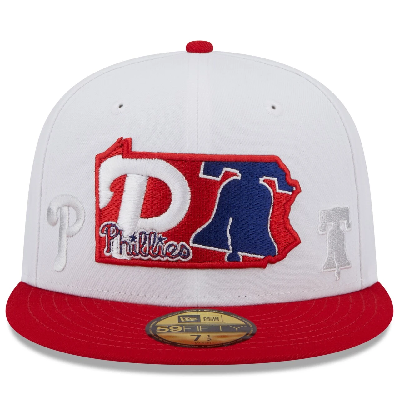 Men's Philadelphia Phillies New Era White/Red State 59FIFTY Fitted Hat 2 Men's Philadelphia Phillies New Era White/Red State 59FIFTY Fitted Hat - Image 2