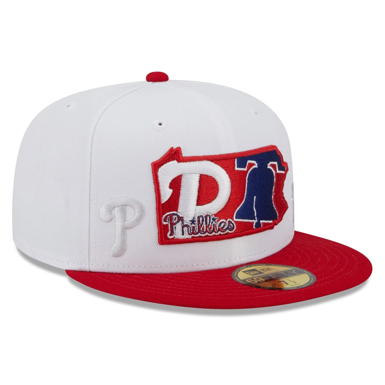 Men's Philadelphia Phillies New Era White/Red State 59FIFTY Fitted Hat 3 Men's Philadelphia Phillies New Era White/Red State 59FIFTY Fitted Hat - Image 3