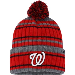 Men's Washington Nationals '47 Gray/Red Rexford Cuffed Knit Hat With Pom