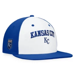Men's Kansas City Royals Fanatics Branded White/Royal Iconic Color Blocked Fitted Hat