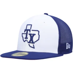 Men's Texas Rangers New Era White/Royal 2023 On-Field Batting Practice 59FIFTY Fitted Hat