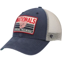 Men's Washington Nationals '47 Navy/Tan Four Stroke Clean Up Trucker Snapback Hat