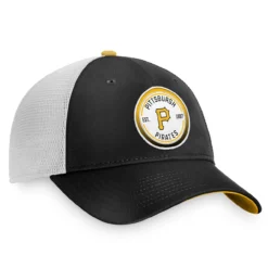Men's Pittsburgh Pirates Fanatics Branded Black/White Iconic Circle Patch Trucker Snapback Hat -BaseballCap Hub Store white pittsburgh pirates iconic circle patch trucker snapback hat pi4367000 altimages ff 4367002 d60acf6d7b40a68e7c7falt3 full