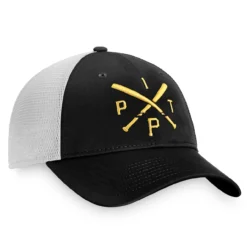 Men's Pittsburgh Pirates Fanatics Branded Black/White Iconic Cross Bat Trucker Snapback Hat -BaseballCap Hub Store white pittsburgh pirates iconic cross bat trucker snapback hat pi4367000 altimages ff 4367030 63b6f0cc31621e705bf7alt3 full