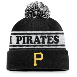 Men's Pittsburgh Pirates Fanatics Branded Black/White Sport Resort Cuffed Knit Hat With Pom