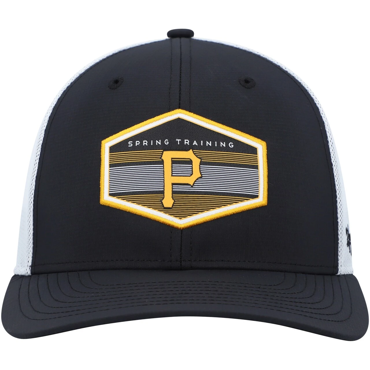 Men's Pittsburgh Pirates '47 Black/White Spring Training Burgess Trucker Snapback Hat 2 Men's Pittsburgh Pirates '47 Black/White Spring Training Burgess Trucker Snapback Hat - Image 2