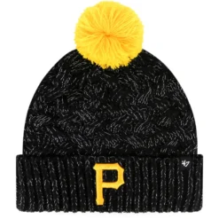 Women's Pittsburgh Pirates '47 Black Knit Cuffed Hat With Pom
