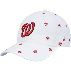 Women's Washington Nationals '47 White Spring Training Confetti Clean Up Adjustable Hat
