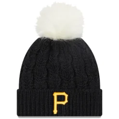 Women's Pittsburgh Pirates New Era Black Flurry Cuffed Knit Hat With Pom