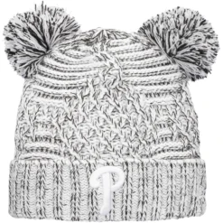 Women's Philadelphia Phillies New Era Gray Dual Pom Knit Hat
