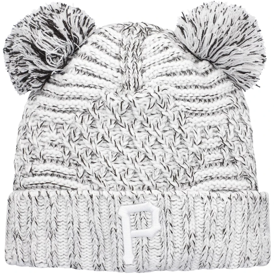 Women's Pittsburgh Pirates New Era Gray Dual Cuffed Knit Hat With Poms 1 Women's Pittsburgh Pirates New Era Gray Dual Cuffed Knit Hat With Poms