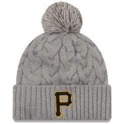 Women's Pittsburgh Pirates New Era Gray Rush Cuffed Knit Hat With Pom