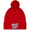 Women's Washington Nationals New Era Red Brisk Cuffed Knit Hat With Pom