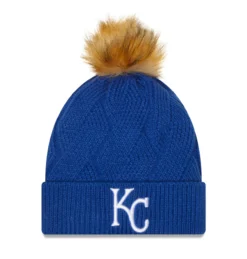 Women's Kansas City Royals New Era Royal Snowy Cuffed Knit Hat With Pom