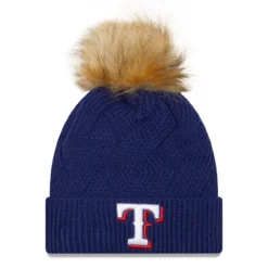 Women's Texas Rangers New Era Royal Snowy Cuffed Knit Hat With Pom