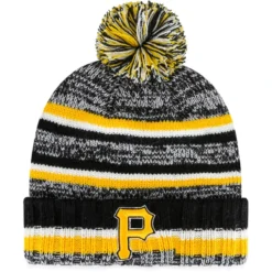 Youth Pittsburgh Pirates '47 Black Boondock Cuffed Knit Hat With Pom