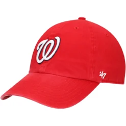 Youth Washington Nationals '47 Red Team Logo Clean Up Adjustable Hat