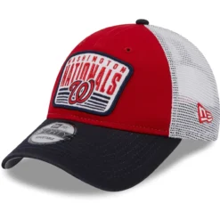 Youth Washington Nationals New Era Red Patch Trucker 9FORTY Snapback Hat