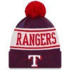 Youth Texas Rangers New Era Royal Banner Cuffed Pom Knit Hat
